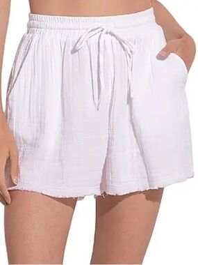 Elan Drawstring Swim Cover-Up
Shorts., White, Size Xl, NWOT